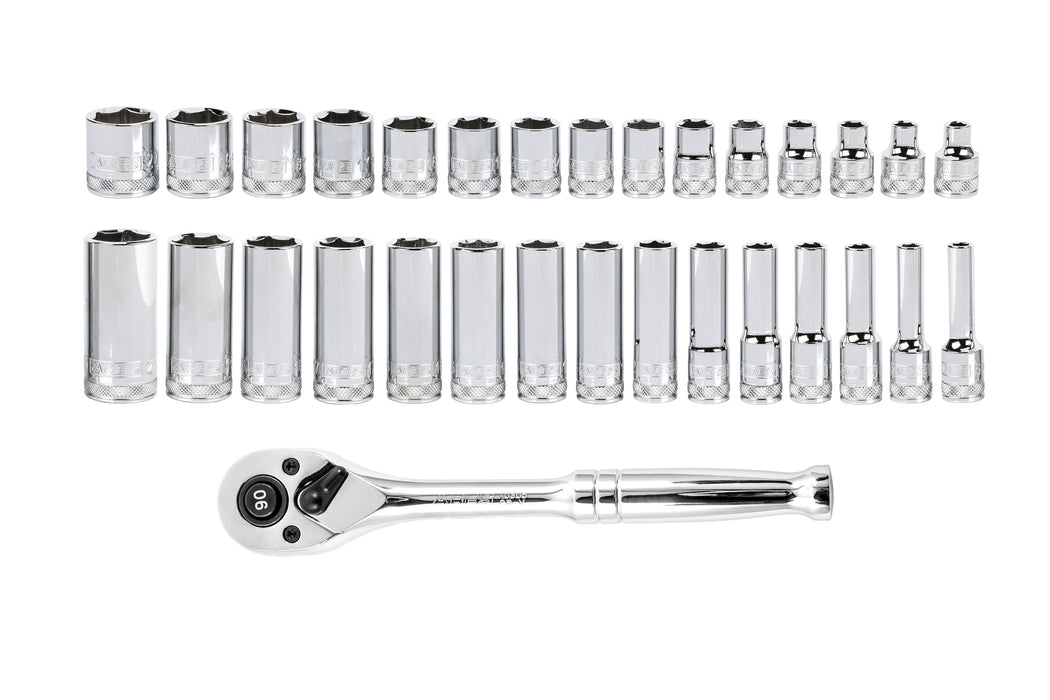 32-Piece 3/8-inch Drive Metric Socket and 90-Tooth Ratchet Set with Magnetic Organizer