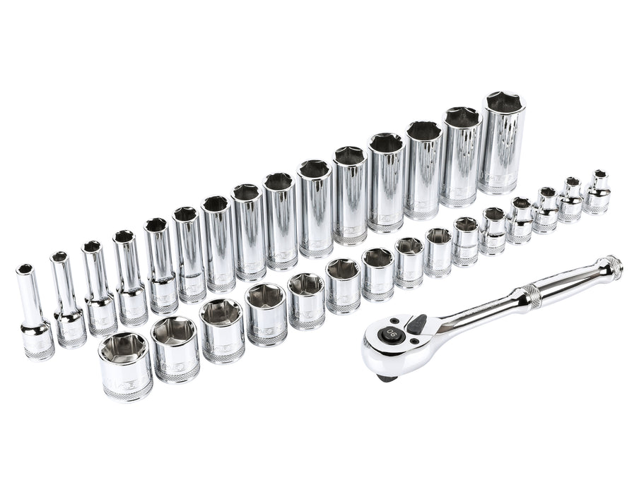 32-Piece 3/8-inch Drive Metric Socket and 90-Tooth Ratchet Set with Magnetic Organizer