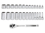 28-Piece 3/8-inch Drive SAE Socket and 90-Tooth Ratchet Set with Magnetic Organizer