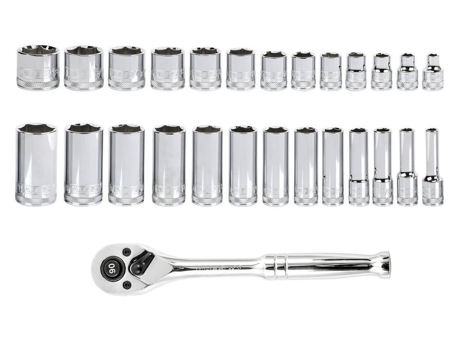 28-Piece 3/8-inch Drive SAE Socket and 90-Tooth Ratchet Set with Magnetic Organizer
