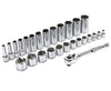 28-Piece 3/8-inch Drive SAE Socket and 90-Tooth Ratchet Set with Magnetic Organizer