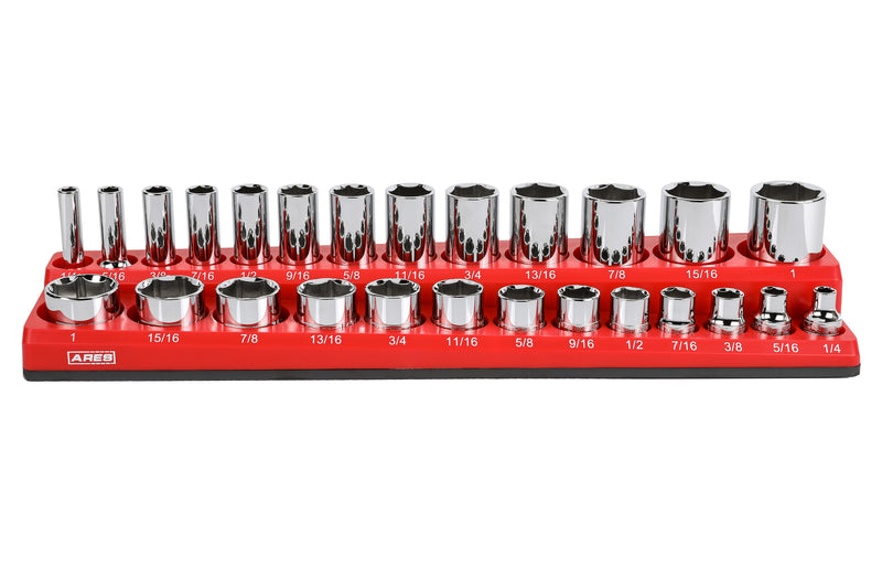28-Piece 3/8-inch Drive SAE Socket and 90-Tooth Ratchet Set with Magnetic Organizer