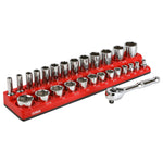 28-Piece 3/8-inch Drive SAE Socket and 90-Tooth Ratchet Set with Magnetic Organizer