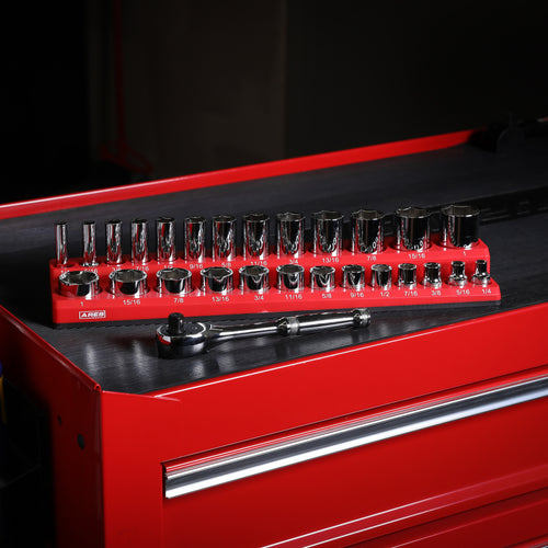 28-Piece 3/8-inch Drive SAE Socket and 90-Tooth Ratchet Set with Magnetic Organizer