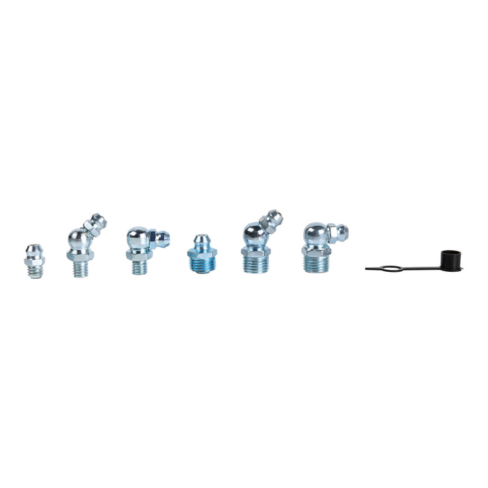 Noxtren 250-Piece Grease Fitting Assortment Kit - 18 SAE/Metric Sizes, Straight/45°/90° Angles