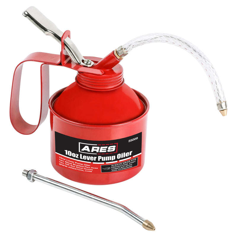 10oz Red Lever Style Oiler Can – ARES Tool, MJD Industries, LLC