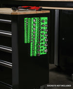 3-Pack Green SAE Magnetic Socket Organizer Set