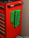 26-Piece 3/8" Green SAE Magnetic Socket Organizer