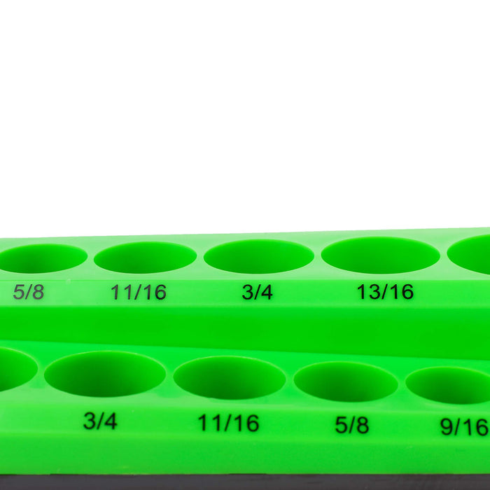 26-Piece 1/4-Inch Green SAE Magnetic Socket Organizer