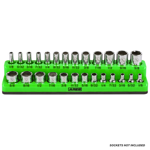 26-Piece 1/4-Inch Green SAE Magnetic Socket Organizer