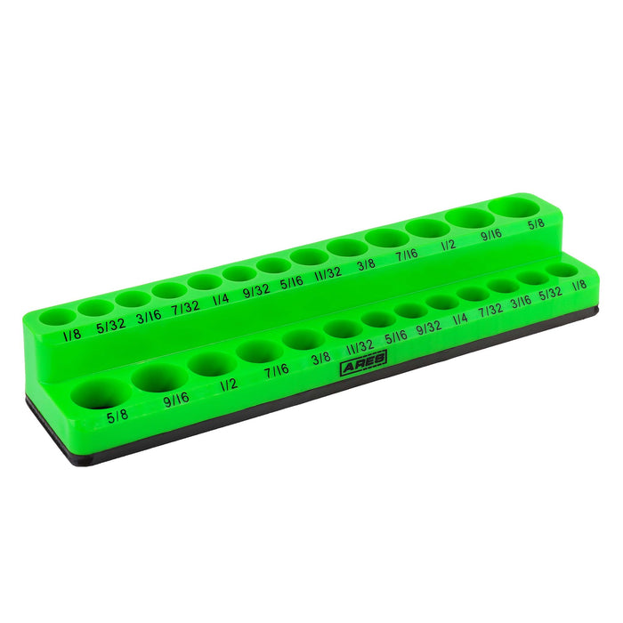 26-Piece 1/4-Inch Green SAE Magnetic Socket Organizer