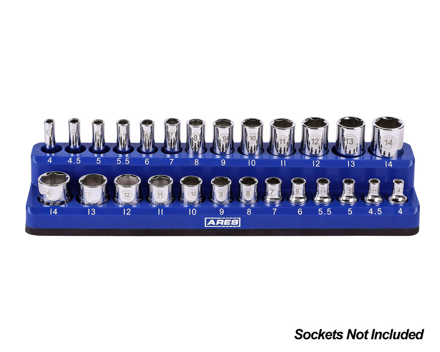 26-Piece 1/4" Blue Metric Magnetic Socket Organizer