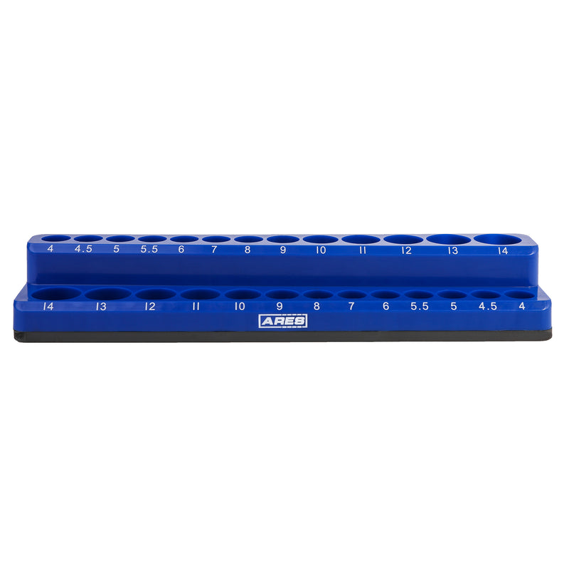 26-Piece 1/4" Blue Metric Magnetic Socket Organizer