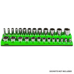 26-Piece 3/8" Green SAE Magnetic Socket Organizer