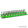 26-Piece 3/8" Green SAE Magnetic Socket Organizer
