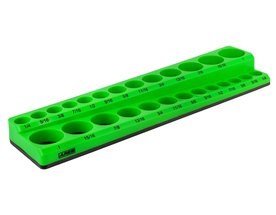 26-Piece 3/8" Green SAE Magnetic Socket Organizer