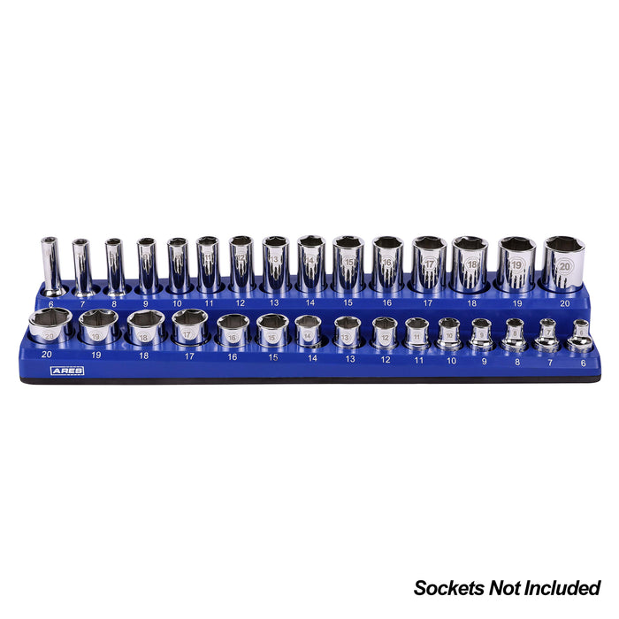 30-Piece 3/8-Inch Blue Metric Magnetic Socket Holder