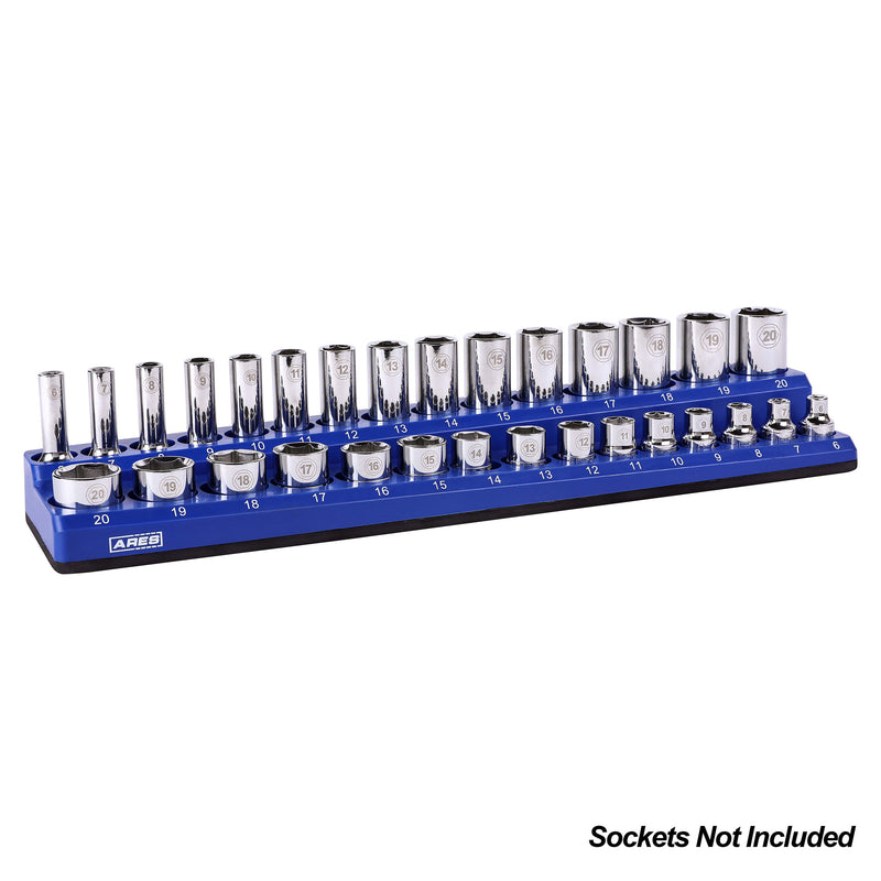 30-Piece 3/8-Inch Blue Metric Magnetic Socket Holder