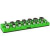 16-Piece 1/2" Green SAE Magnetic Socket Organizer