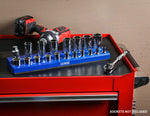 19-Piece 1/2-Inch Blue Metric Magnetic Socket Organizer