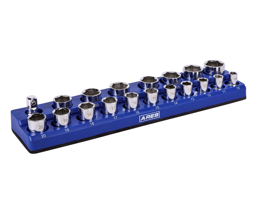 19-Piece 1/2-Inch Blue Metric Magnetic Socket Organizer