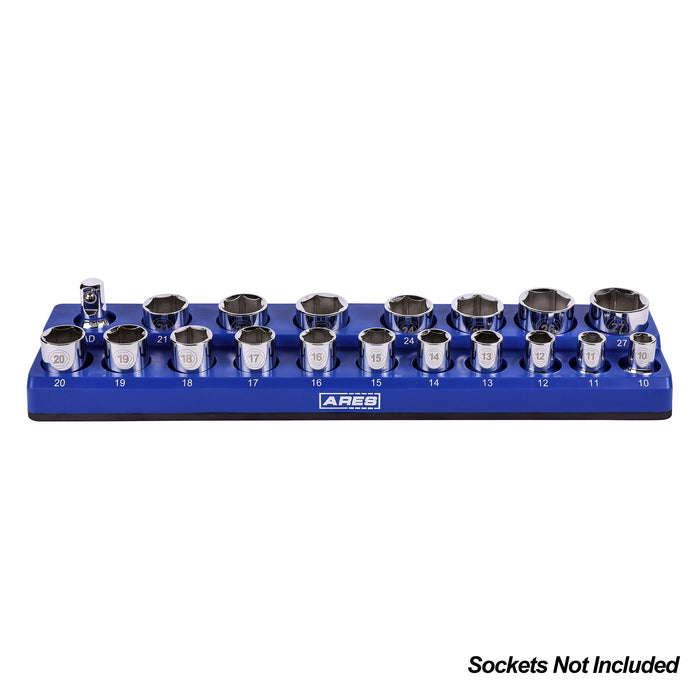 19-Piece 1/2-Inch Blue Metric Magnetic Socket Organizer