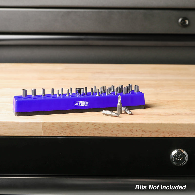 Blue 37 Hole Hex Bit Organizer with Strong Magnetic Base