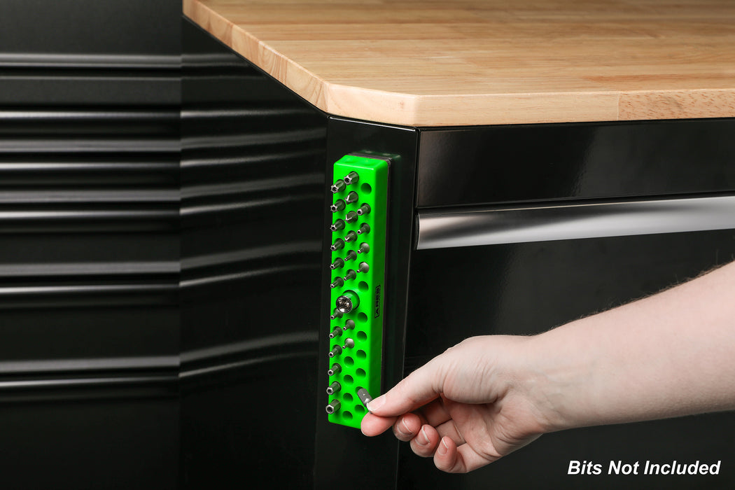 Green 37 Hole Hex Bit Organizer with Strong Magnetic Base