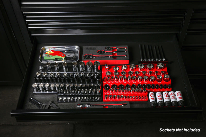 6-Pack Black and Red Metric and SAE Magnetic Socket Organizer Set