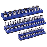 3-Pack Blue Metric Magnetic Socket Organizer Set
