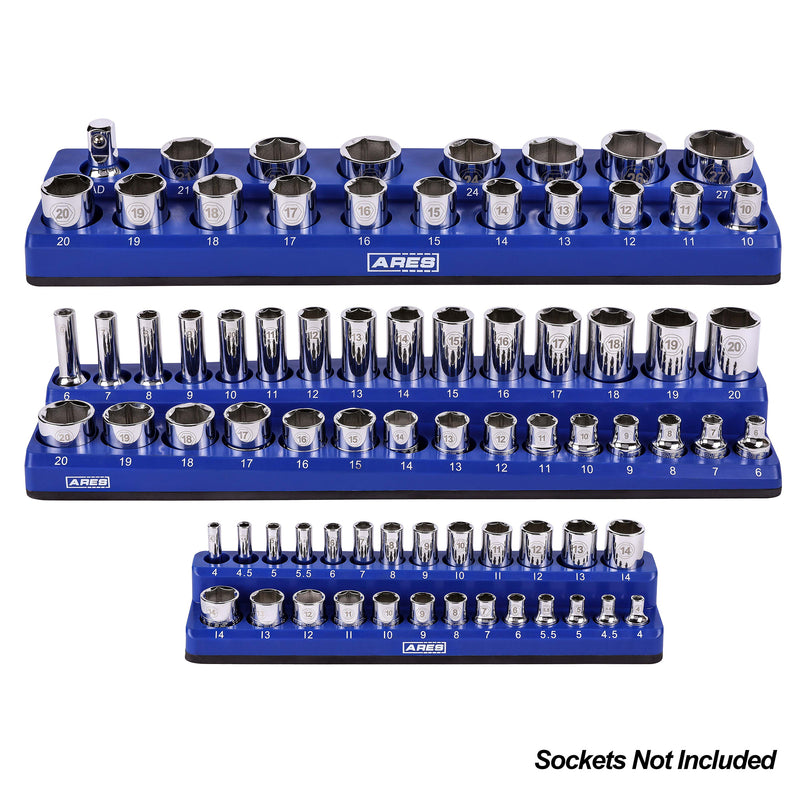 3-Pack Blue Metric Magnetic Socket Organizer Set