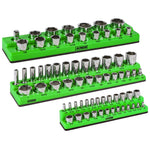 3-Pack Green SAE Magnetic Socket Organizer Set