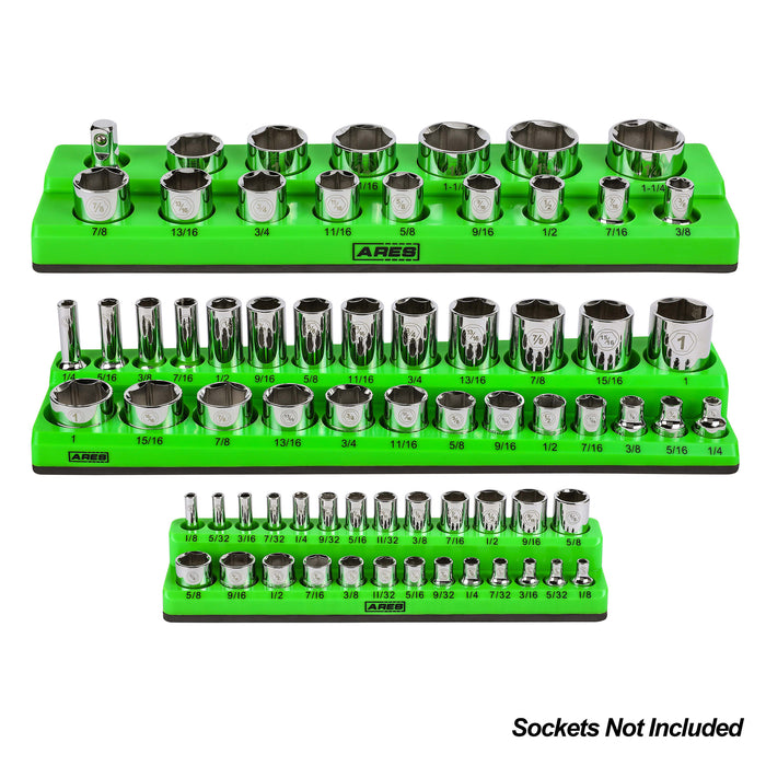 3-Pack Green SAE Magnetic Socket Organizer Set