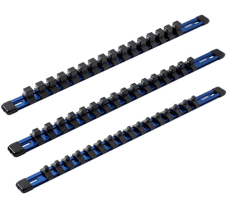3-Piece Blue Aluminum Socket Rail Set
