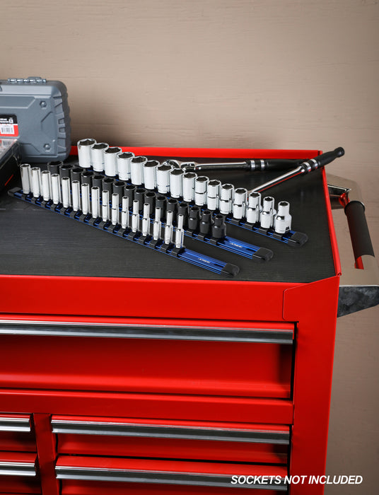 3-Piece Blue Aluminum Socket Rail Set