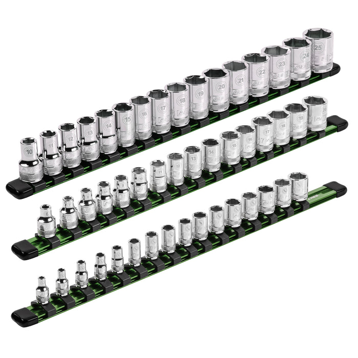 3-Piece Green Aluminum Socket Rail Set