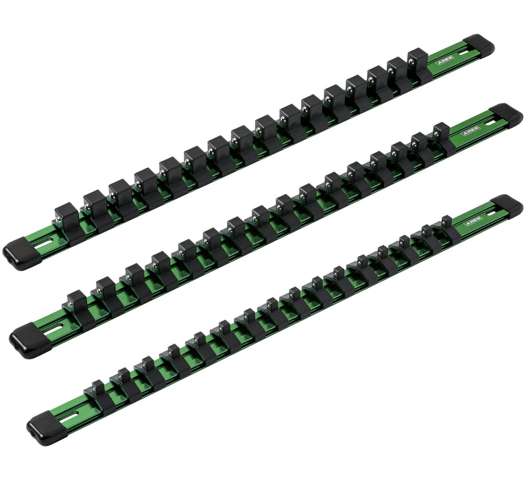 ARES 60045 - Juego de rieles para enchufes de aluminio verde de 3 piezas