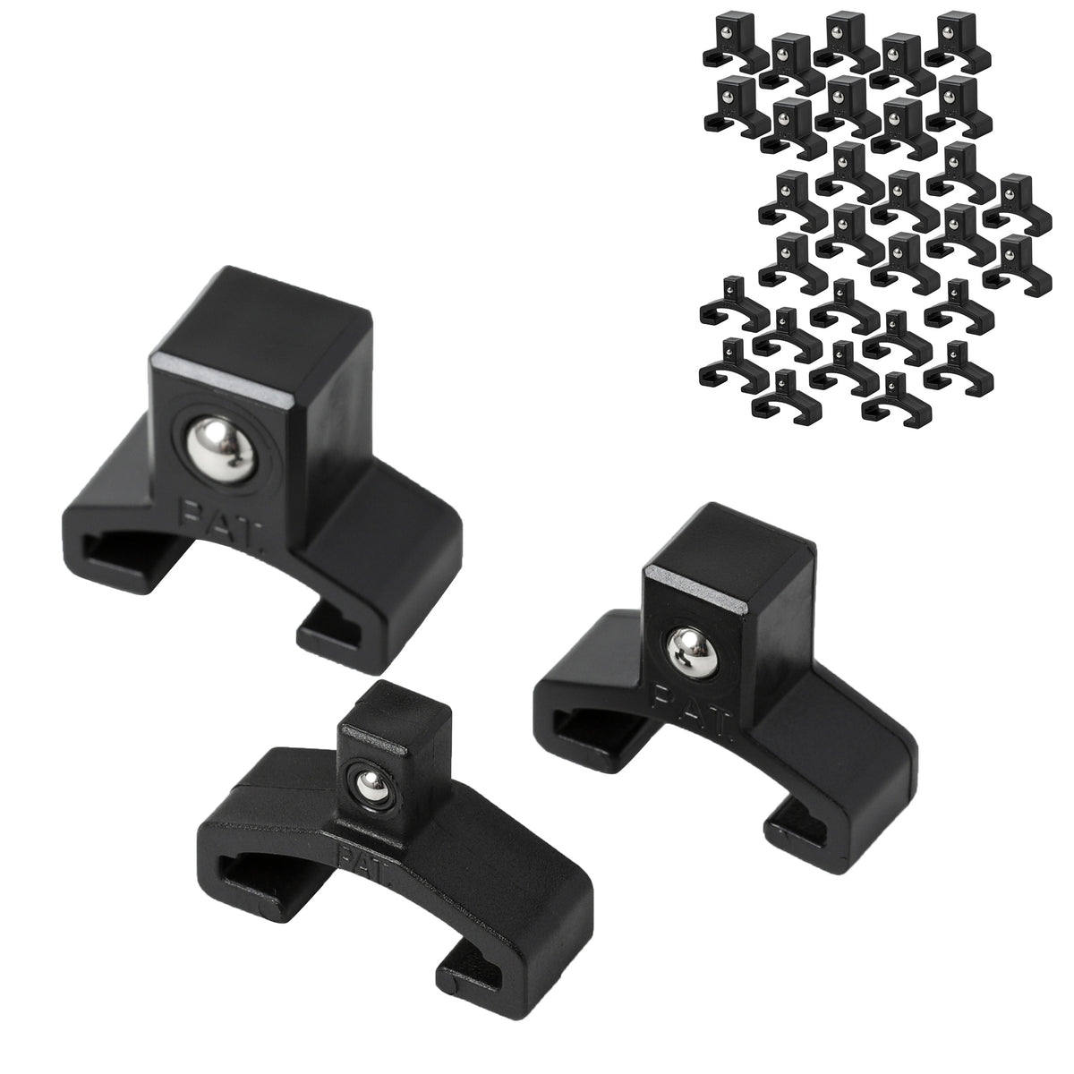 US Pro Stecknuss-Aufbewahrungsschienen Set – 3 Schienen Mit 44 Clips Für 1/4", 3/8", 1/2" Antriebe