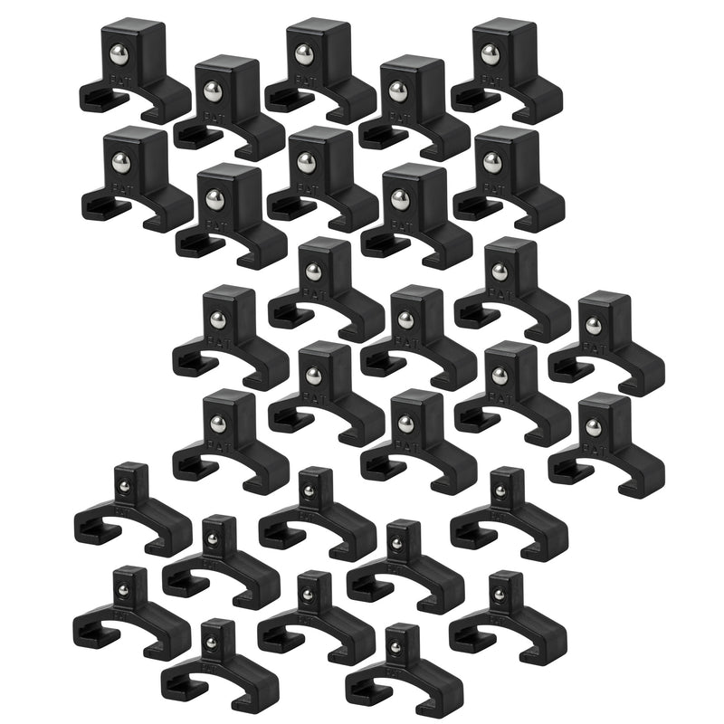 30-Piece 1/4-inch, 3/8-inch, and 1/2-inch Drive Socket Clip Set