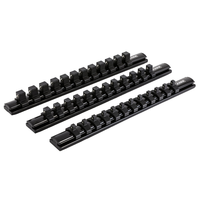 3-Piece Black Magnetic Socket Organizer Set