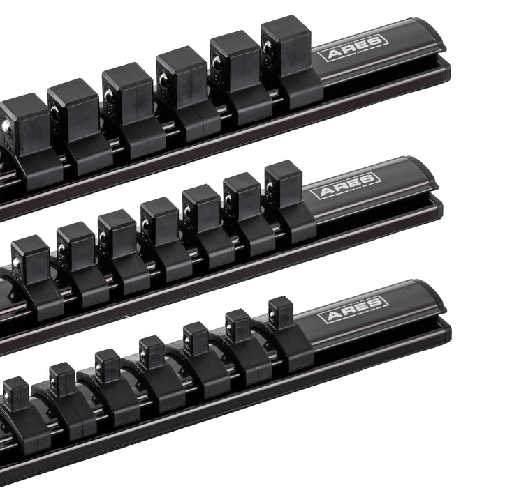 3-Piece Black Magnetic Socket Organizer Set