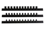 3-Piece Black Magnetic Socket Organizer Set