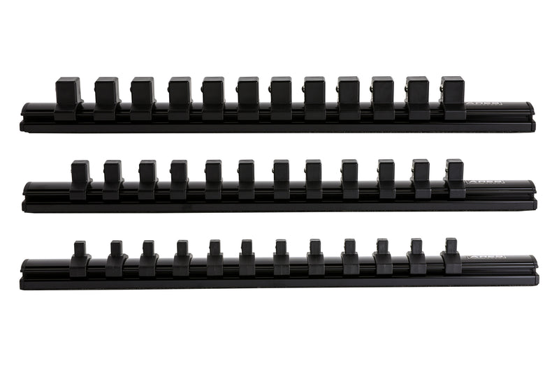 3-Piece Black Magnetic Socket Organizer Set