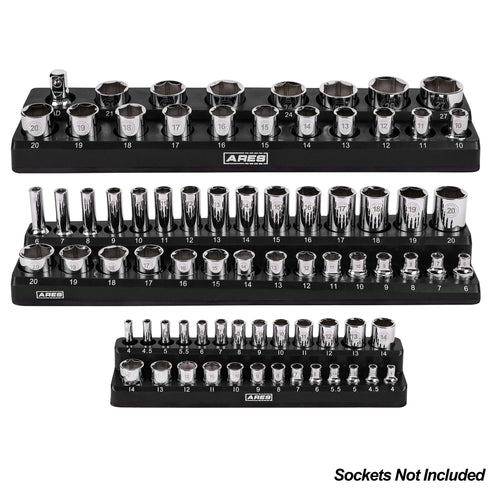 6-Pack Black and Red Metric and SAE Magnetic Socket Organizer Set