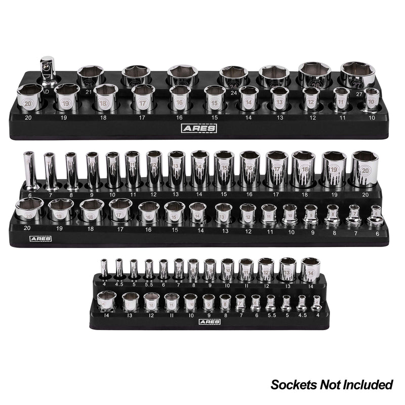 6-Pack Black and Red Metric and SAE Magnetic Socket Organizer Set