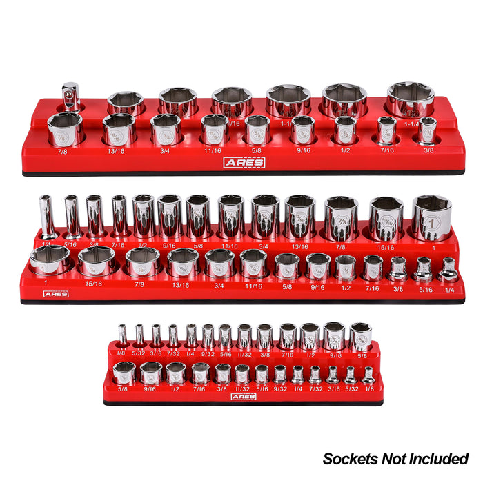 6-Piece Black and Red Metric and SAE Magnetic Socket Organizer Set