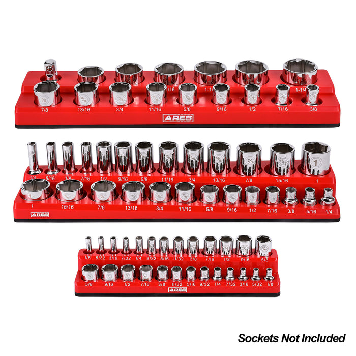 6-Piece Blue and Red Metric and SAE Magnetic Socket Organizer Set