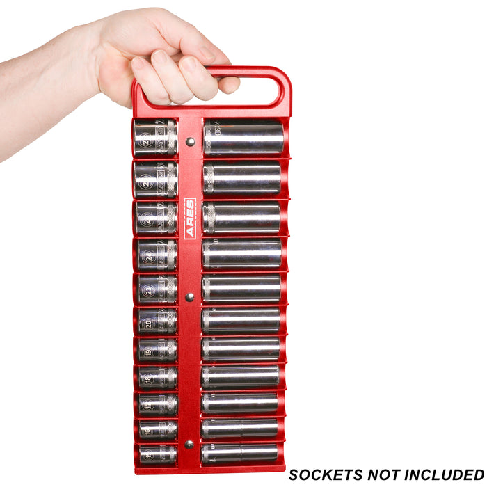 ARES 60156 - Juego de 22 soportes magnéticos para dados de 1/2 pulgada, color rojo