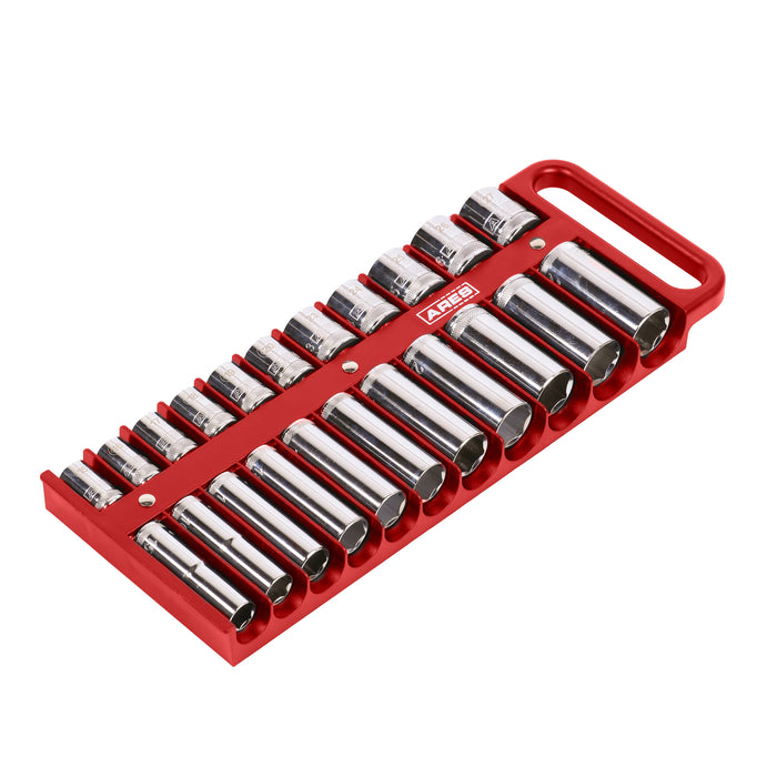 ARES 60156 - Juego de 22 soportes magnéticos para dados de 1/2 pulgada, color rojo