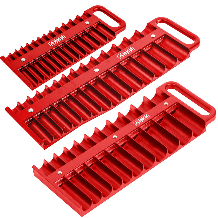 3-Piece Red Magnetic Socket Holder Set